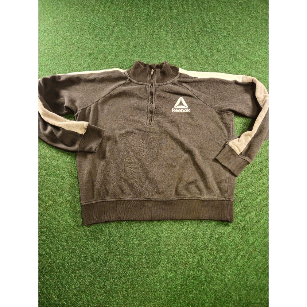 Reebok Sweater Womens Medium Gray 1/4 Zip Casual Pullover Sweatshirt Ladies